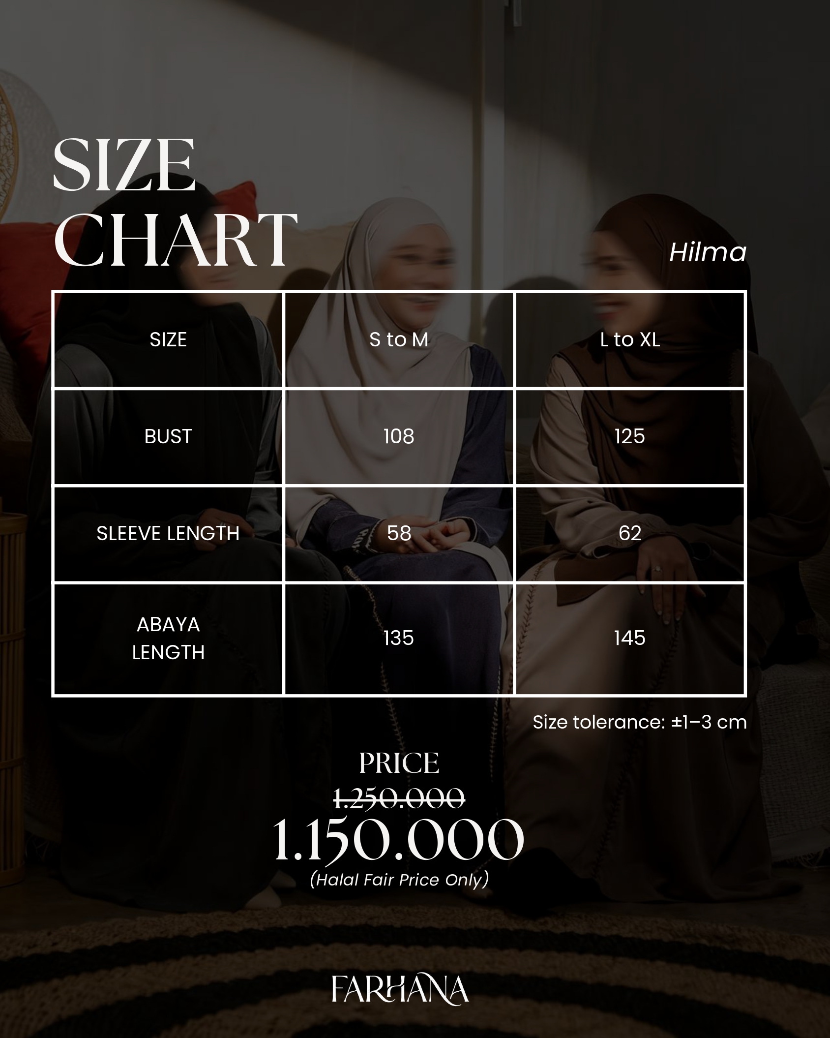 Size Guide Abaya Hilma